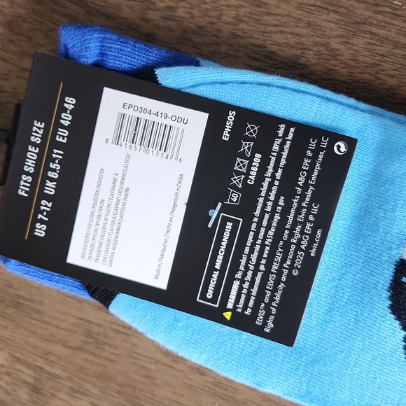 NWT Elvis Presley Men's Socks In One Size Fits Shoe Size US7-12 - Picture 4 of 4